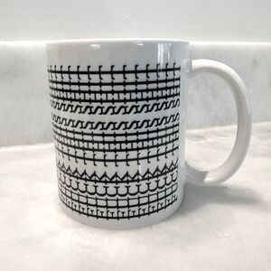 NWOT Etsy Geometric Print Hidden Message Coffee Ceramic Mug White Black OS